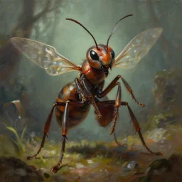 A painting of an anthropomorphic ant queen standing on her hind legs formian pathfinder,  digital art 4k unsettling,  Wayne Barlowe Greg Rutkowski