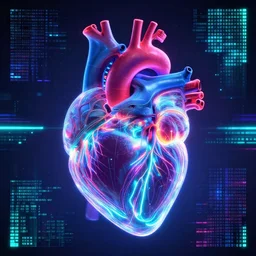 organ, medical heart!!! anatomy, microdot pixels, neon glowing, bioluminiscent, scifi, lines, tron legacy, substance painter, heart, medical heart!, tron lines, cybertron, artstation, by greg rutkowski, halo, vaporwave, matrix, by tsutomu nihei, anatomic heart! by artgerm, gurney, alphonse