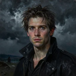 Dark Sun Gwyndolin in the style of Paola Vetri, head and shoulders portrait, stormy weather, extremely detailed masterpiece, oil on canvas, low-key neon lighting, artstation, Blade Runner 2049, Roger Deakin’s cinematography, by J. C. Leyendecker and Peter Paul Rubens and Edward Hopper and Michael Sowa,