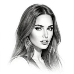 double exposure effect tattoo sketch of a megan fox portrait blended with beautiful mountain scenery, surreal, in the style of matteo pasqualin, amazing detail, sharp