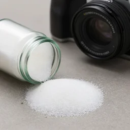 a grain of sugar, shot from a camera sitting on the ground