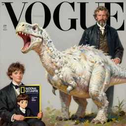woman screaming, feathered brontosaurus, vogue magazine, national geographic, ilya kuvshinov, john singer sargent, anime, trending on artstation, oil painting, intricate