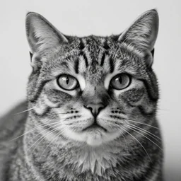 chad cat looking like Ernest Khalimov, big chin, black and white filter, ultra hd, 8k