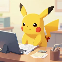 pikachu doing taxes, trending on artstation 4k