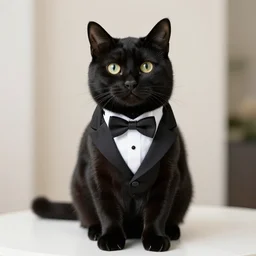 black cat wearing a tuxedo
