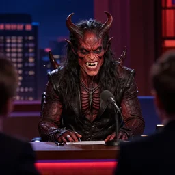 demonic creature as a guest on jimmy kimmel live, depth of field