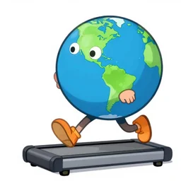 world cartoon running on treadmil
