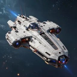 cyberpunk space ship, highly detailed, masterpiece, artstation, art by emika lightweaver