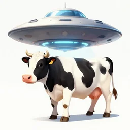 an ufo abduct a cow, sci fi art