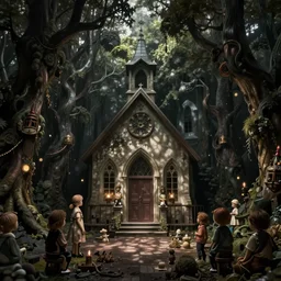 creepy church nursery liminal space, dark photograph