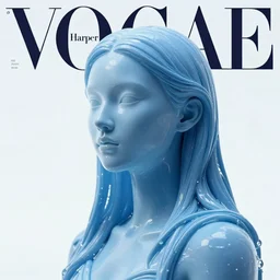 sculpture made of water, portrait, girl, future, shaman, harper's bazaar, vogue, fashion, magazine, blue, concept art, ornate, luxury, elite, elegant, trending on artstation,