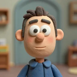 claymation man wide head