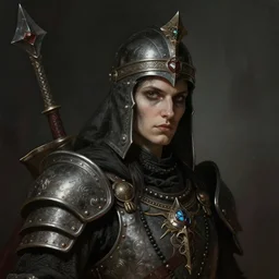 gothic byzantine warrior, art by artgerm and greg rutkowski and magali villeneuve, d & d, dark fantasy, portrait, highly detailed, headshot, digital painting, trending on artstation, concept art, sharp focus, illustration