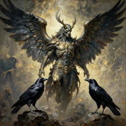 ancestral winged galactic behemoth ancient crow samurai by gustave repin