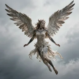 beautiful androgynous fallen angel with tattoos on his body falling through the sky, intricate, hd, high detailed, 4 k, art by greg rutkowski