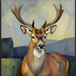 cubist portrait of a deer digital art