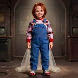 Bride of Chucky, full body, ilustration, photo realistic