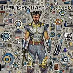 Colin Farrell as Wolverine , in the style of simon Bisley