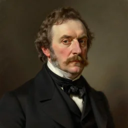 portrait of a middle aged victorian aristocrat, suit and waistcoat, male, detailed face, victorian, highly detailed, cinematic lighting, digital art painting by greg rutkowski