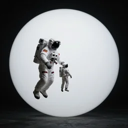 tiny astronaut floating next to Gigantic white ball , unnerving dramatic art by beksinski