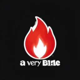 “a very simple Bible logo with a flame, red logo, black background”