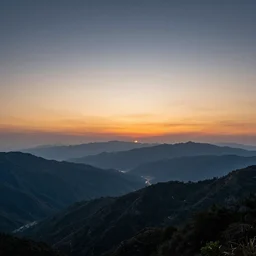 beautiful mountain landscape celestial sunset, photorealistic, 8k, high detail, high definition,