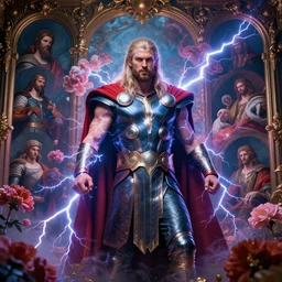 asgardian god of thunder, covered with lightning by beksinski, psychedelic trippy visionary art, soft bloom lucid dream - like atmosphere, baroque painting, perfect composition, detailed octane render trending on artstation, 8 k artistic photography, volumetric cinematic perfect light, chiaroscuro, masterpiece, raphael, caravaggio, beksinski, rutkowski, beeple