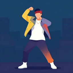 psy performing Gangnam Style, vectorized flattened 2d art