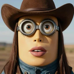 rick owens campaign featuring jar jar binks as a female cowgirl, long eyeslashes, huge juicy lips, big seductive eyes, unprocessed colors, # nofilter, realistic vfx simulation