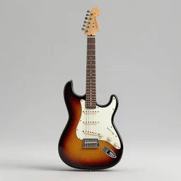 a realistic design render of a retro minimalist electric guitar