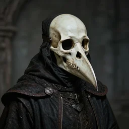 medieval skull wearing plague doctor plague doctor bone beakmask gloomy