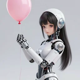 cyborg girl squeezing balloon, kawaii, ultra realistic, concept art, intricate details, highly detailed, photorealistic, octane render 8 k