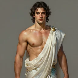 photo portrait of aaron taylor johnson as a merman, greek god, dark hair, dressed!!! toga, masculine, mature, handsome, upper body, muscular, shiny skin, fantasy, intricate, elegant, highly detailed, digital painting, artstation, concept art, smooth, sharp focus, illustration, art by gaston bussiere and greg rutkowski