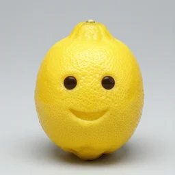 a lemon with a face of jay leno on it