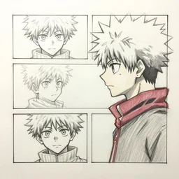a storyboard pencil sketch of bakugo katsuki facing midoriya, rough sketch with erased lines, trending on artstation, detailed, anime