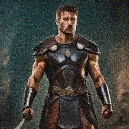 Gladiator, male, muscular, cinematic lighting, dramatic atmosphere, by Craig Mullins, 4k resolution, trending on artstation