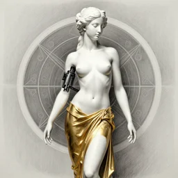 pencil drawing illustration, white bodypaint, realistic photography, statue of beautiful perfect female body, golden latex dress portrait, black latex sculpt, minimalism, female photography, mechanical superstructure, sacred geometry, 8 k, cinematic, cinematic light, sculpture of carving marble, classical painting, art by troentemuller, wonderful masterpiece by peter mohrbacher and solvanas solvi, chinese surrealism