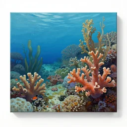 a painting of a underwater scene with corals and plants, a detailed matte painting by Kim Keever, cg society contest winner, fantasy art, rendered in unreal engine, unreal engine, cryengine