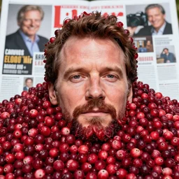 a mountain of cranberries in the shape of bryan cranston's face, cranberry statue, submerged in cranberries, natural light, sharp, detailed face, magazine, press, photo, steve mccurry, david lazar, canon, nikon, focus