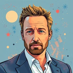 elon musk portrait of illustration by helen green