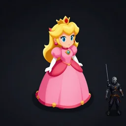 icon of princess peach, artstation, rpg, digital art, isometric, dark background, dark souls, the witcher 3, crusader kings, skyrim. the witcher 3.
