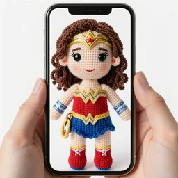 model plushie of gal gadot wonder woman made of plushie a knitted plushie smartphone photo