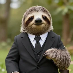 anthropomorphic sloth in men's formalwear