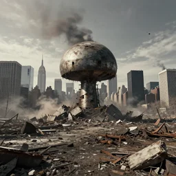 new york as nuclear wasteland, distance, centered, hd, hq, high resolution, high detail, 4 k, 8 k