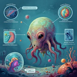 biology diagram of a methane-breathing alien discovered by nasa, concept art