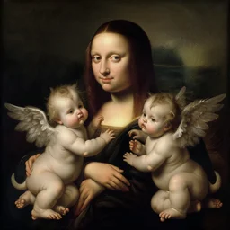 renaissance portrait of cherub kittens , Carvaggio, da Vinci, rembrandt