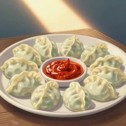 delicious dumplings with chili sauce made by hayao miyazaki!!