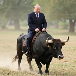 vladimir putin riding a bull