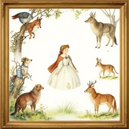 fauna framing game art asset, smooth style, illustrated by peggy fortnum and beatrix potter and sir john tenniel