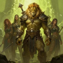 epic professional digital art of male orc lion druid, chartreuse ambient light, painted,, heroic, mythic, detailed, intricate, leesha hannigan, wayne haag, reyna rochin, ignacio fernandez rios, mark ryden, van herpen, best on artstation, cgsociety, epic, stunning, gorgeous, much wow, cinematic